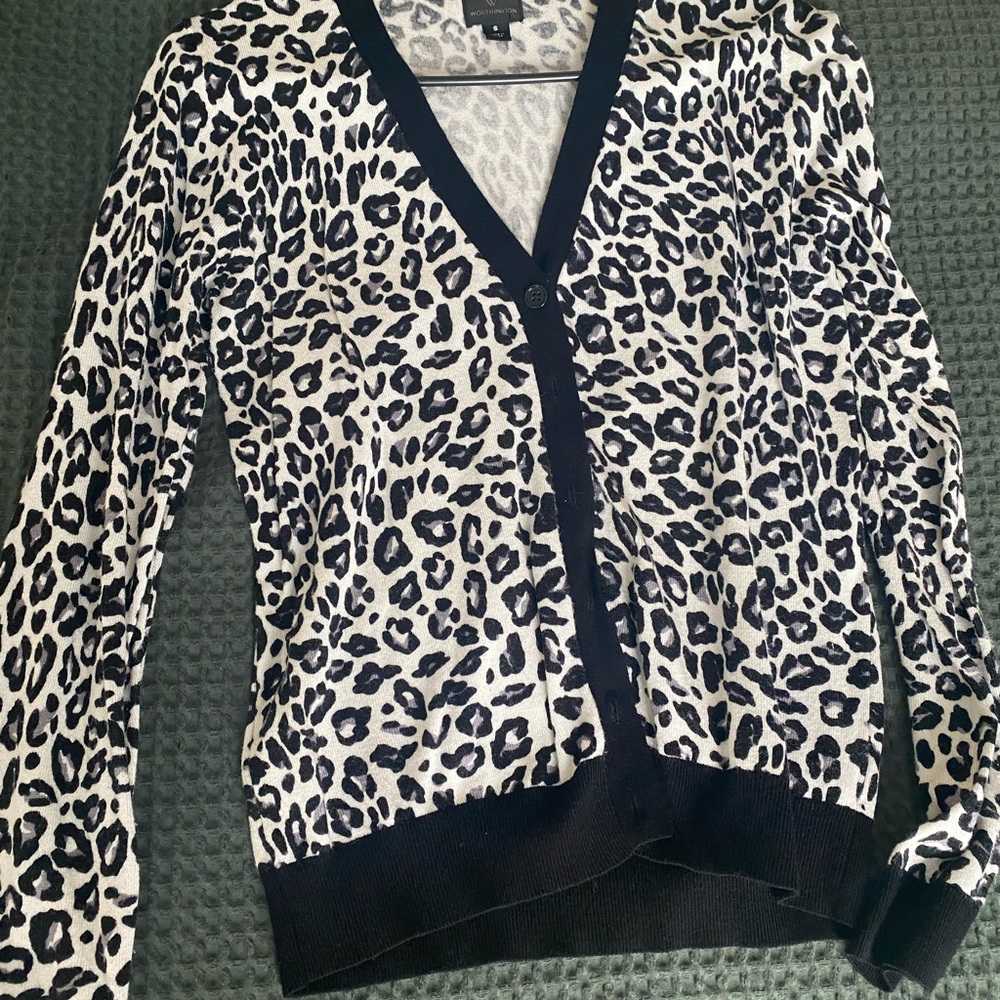 Leopard Print V-Neck Cardigan Sweater